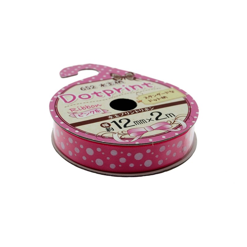 Ribbon Printed Big Dots Pink 12mm x 2m